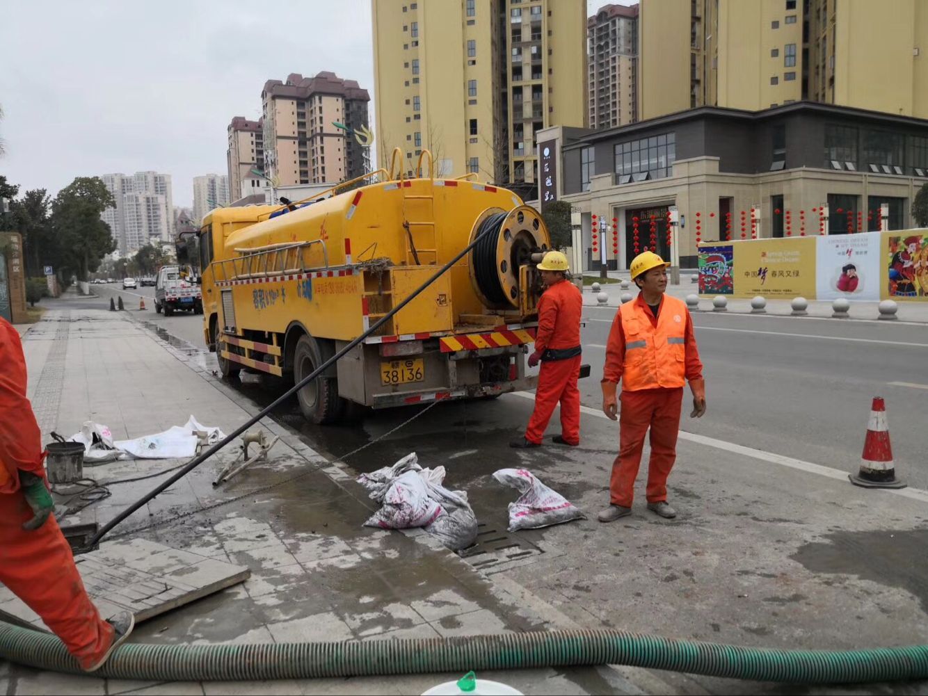 花山排污管道清淤-管道清洗
